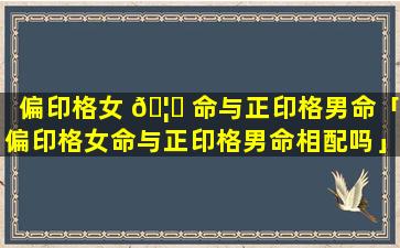 偏印格女 🦊 命与正印格男命「偏印格女命与正印格男命相配吗」